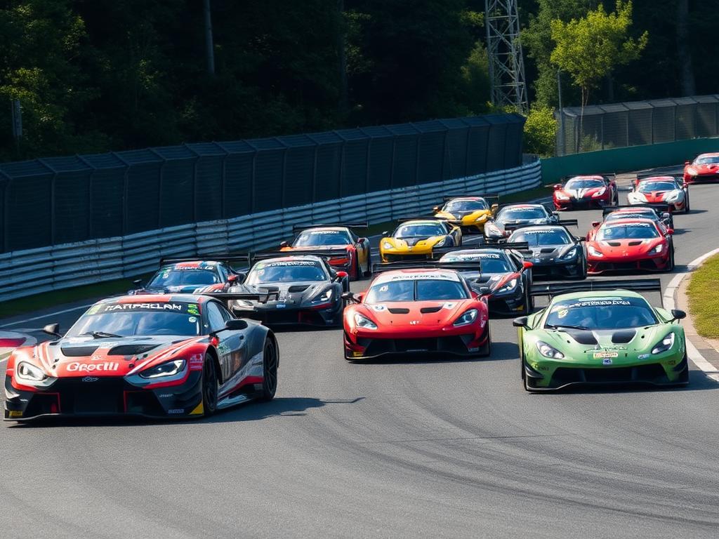 Championship grid of GT and touring cars racing