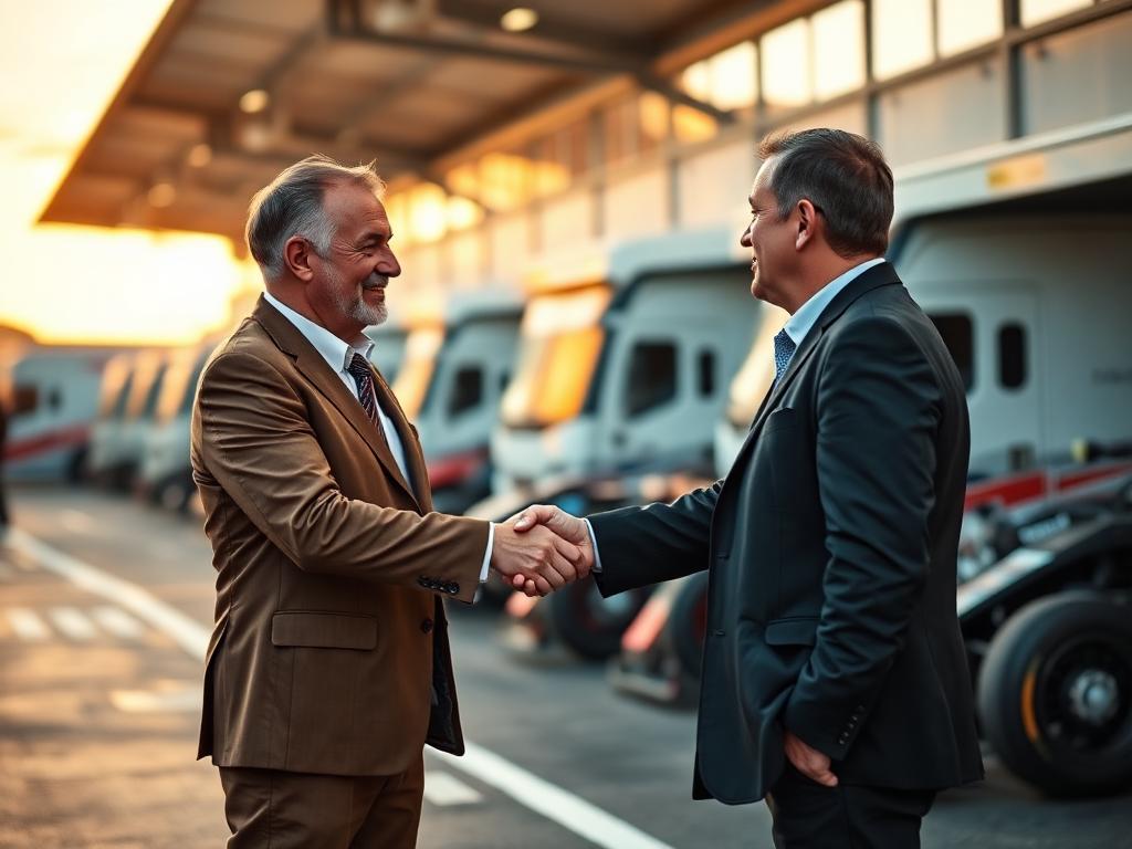 Sponsorship handshake in the paddock